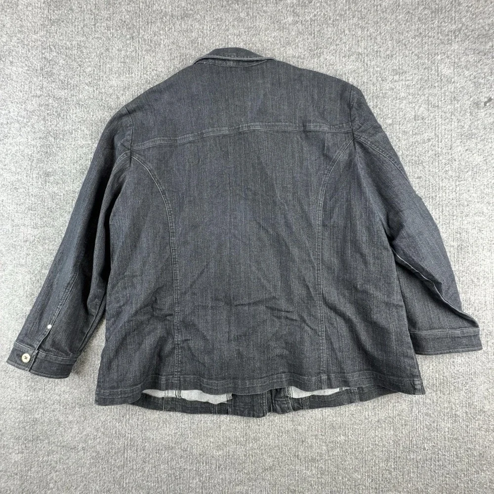 Allison Daley Jacket Womens 22W Blue Denim‎ Button Front Collared Casual Unlined